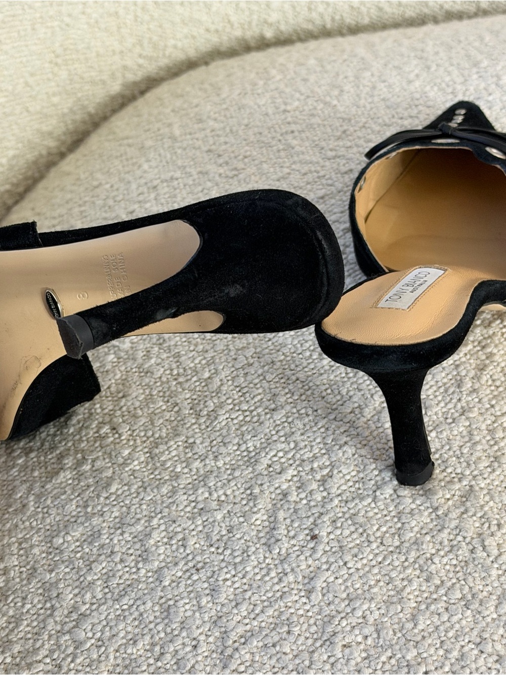 TONY BIANCO Black Suede Pointed Toe Mule Heels - Picture 8 of 10